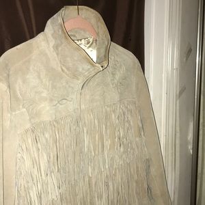 “AVANTI” FRINGED JACKET, Sz. 3x, Beige, NWOT.